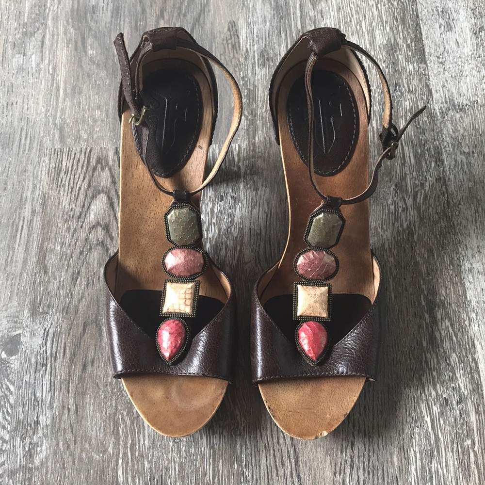 Frye Dolly Jeweled T-Strap Sandals